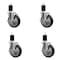 Service Caster 5'' Black Poly Swivel 1-3/4'' Expanding Stem Caster Set with Brake, 4PK SCC-EX20S514-PPUB-BLK-TLB-134-4 - alternate 1